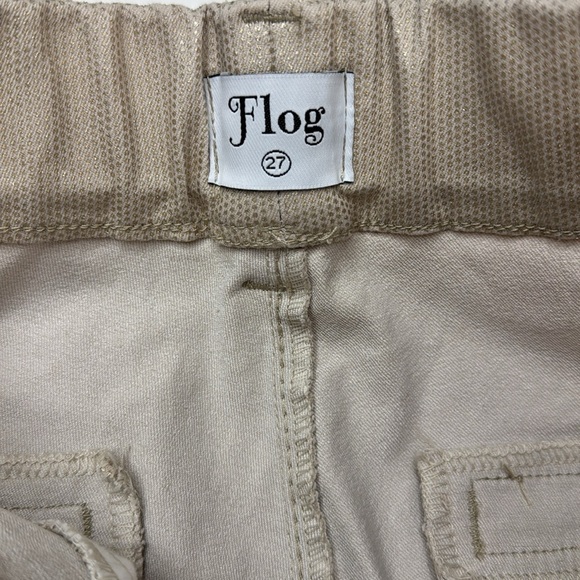 NEW Bevy Flog Dafna Beige/Gold Speck Sold Out Pull Out Straight Pants Size 27 - Picture 4 of 11